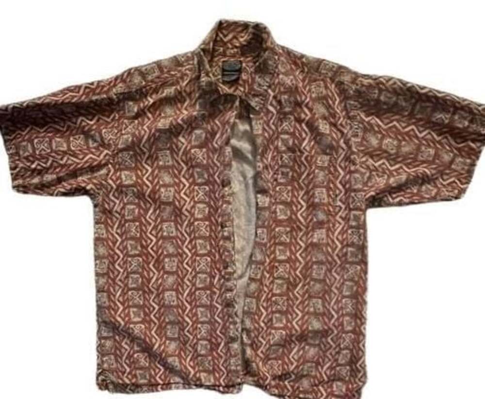 Vintage 90s PCH Surf Shirt Medium Mauve Aztec Tribal Geometric Boho Grunge